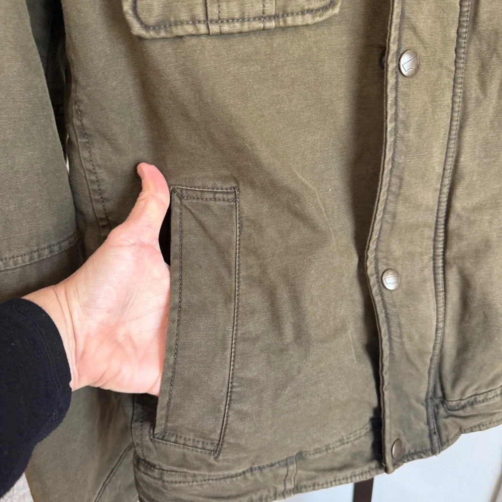 Levi's Field Jacket Military Canvas Coat Small Olive‎ Green Quilted